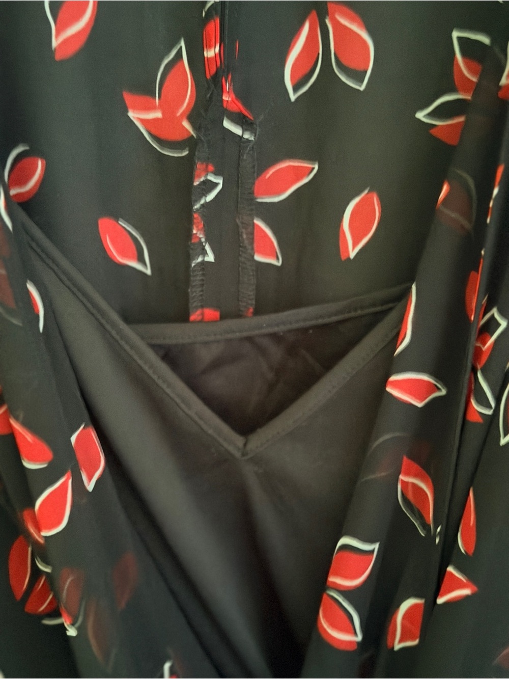 Express Black Romper with Red Leaf Print - Picture 4 of 6